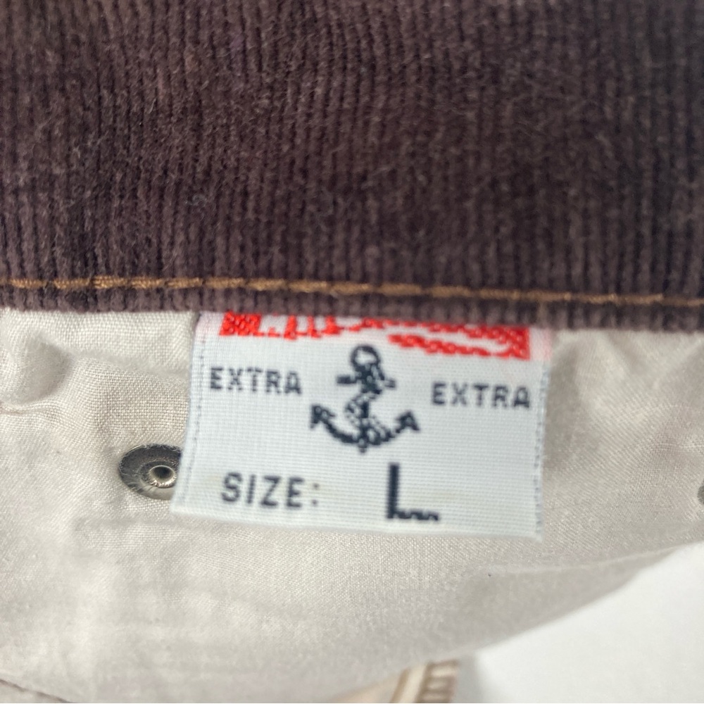 Y2K Anchor Blue Corduroy Pants Womens L Brown Straight Leg High Rise Vintage - Picture 7 of 16